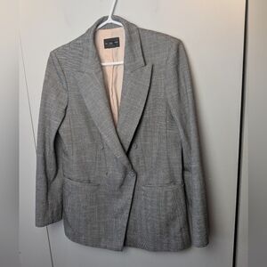 CLUB MONACO Women Blazer Size 10 Gray And White Button Closure